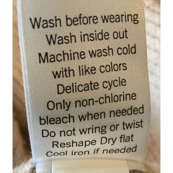 Sonoma Beige Long Sleeve Front Pocket Ribbed Hem Cottagecore Hooded Sweater Med - Picture 14 of 14